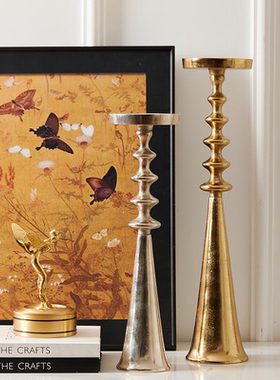 金银色高脚金属烛台玄关烛台铝