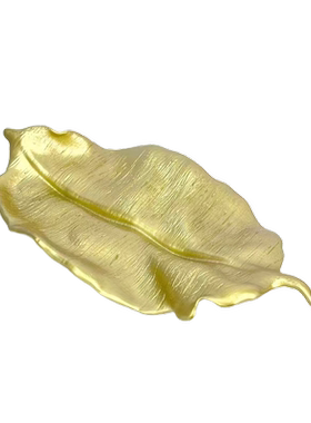 现代简约创意金属树叶造型果盘摆件酒店餐厅售楼处大堂装饰品摆设