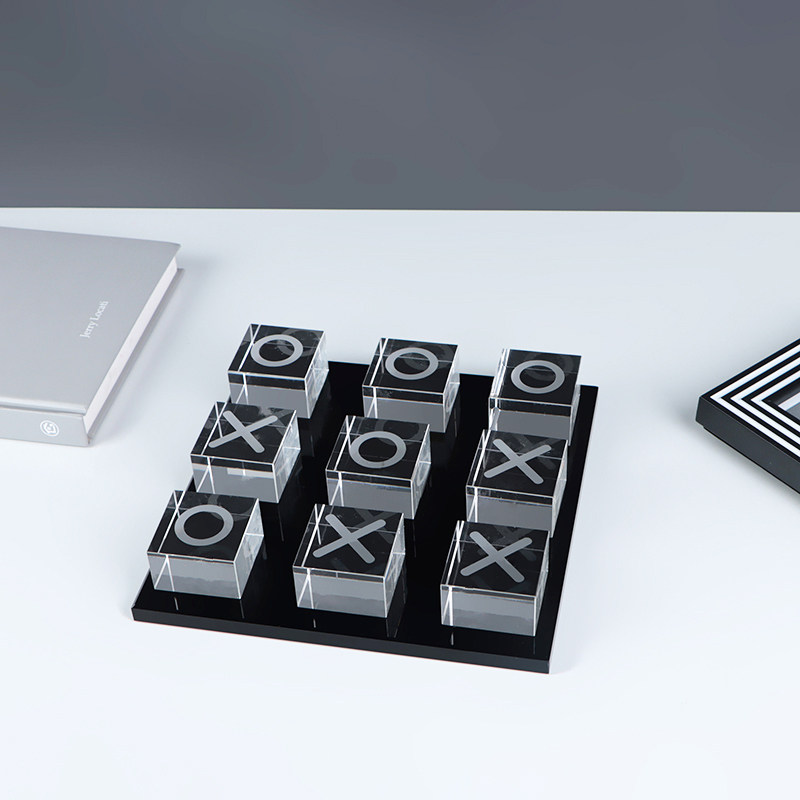 北欧现代轻奢水晶xo字母棋盘摆件客厅别墅样板房间售楼处软装饰品