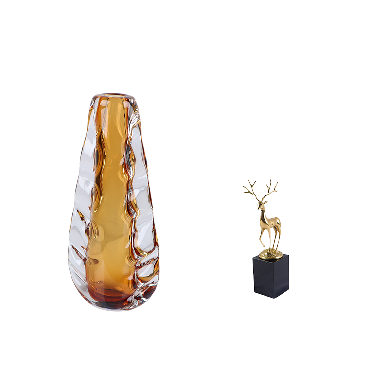 现代轻奢装饰客厅琥珀色花器摆件