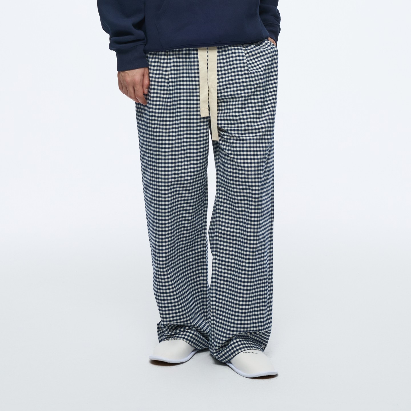 WassupHouse单褶格纹抽绳休闲裤美式街头宽松直筒纯棉运动长裤男,男装,休闲裤,淘宝优惠券,粉丝福利购,淘宝优惠卷