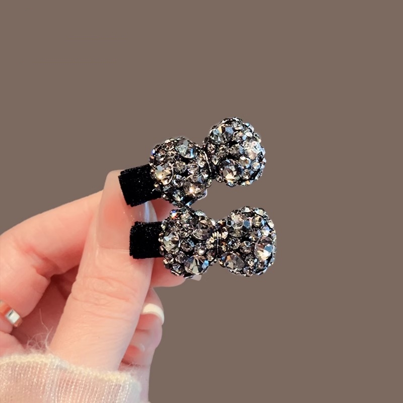 小号蝴蝶结发夹女韩国满钻精致水晶侧边夹发卡高级感轻奢刘海夹