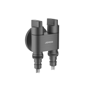 九牧枪灰色洗衣机水龙头一进二出家用一分二龙头三通接头双出角阀