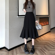 实拍大码女装秋季西装鱼尾裙包臀半身裙遮肚显瘦中长款裙