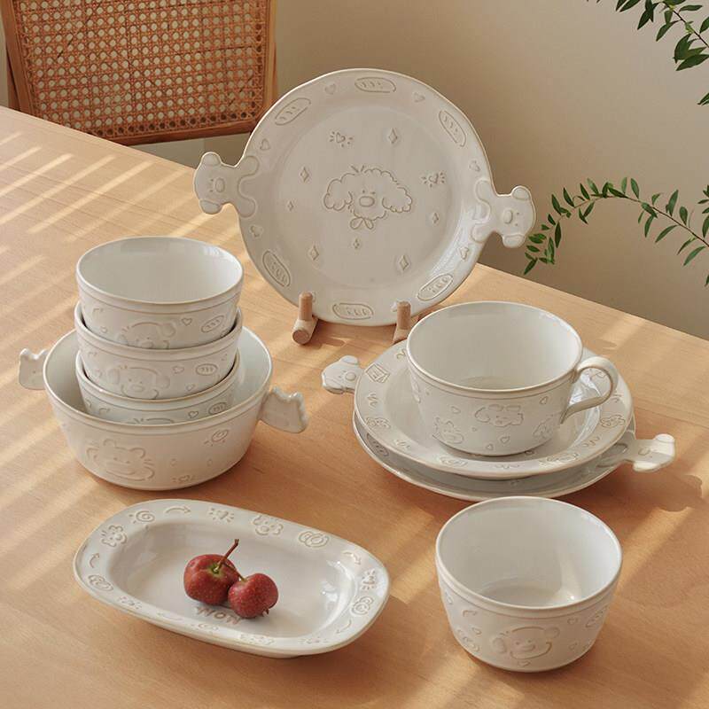 肆月可爱餐具套组家用陶瓷碗盘套装碗碟碗筷组合礼盒乔迁新居礼物