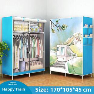双排布衣柜单小加强经济组装衣架韩式收纳织物衣柜简单