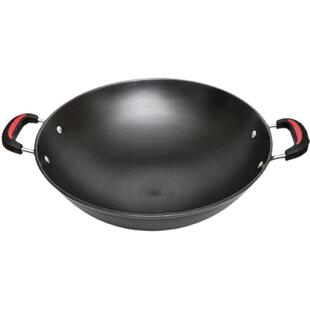 紫金紫宝牌铸铁炒锅家用铁锅双耳圆底锅无涂层铸铁锅