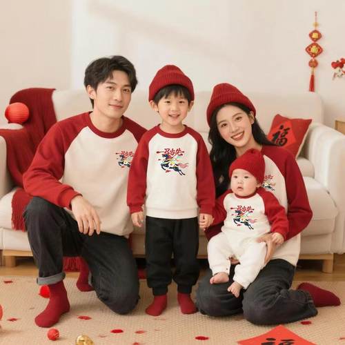 国潮亲子装新年一家三口亲子卫衣