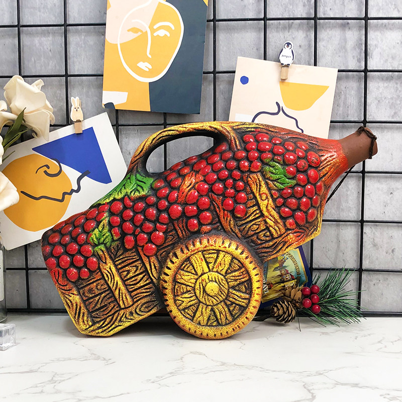 格鲁吉亚原瓶进口红酒葡萄酒彩陶酒红色小车摆件酒陶罐红酒,酒类,干红静态葡萄酒,淘宝优惠券,粉丝福利购,淘宝优惠卷