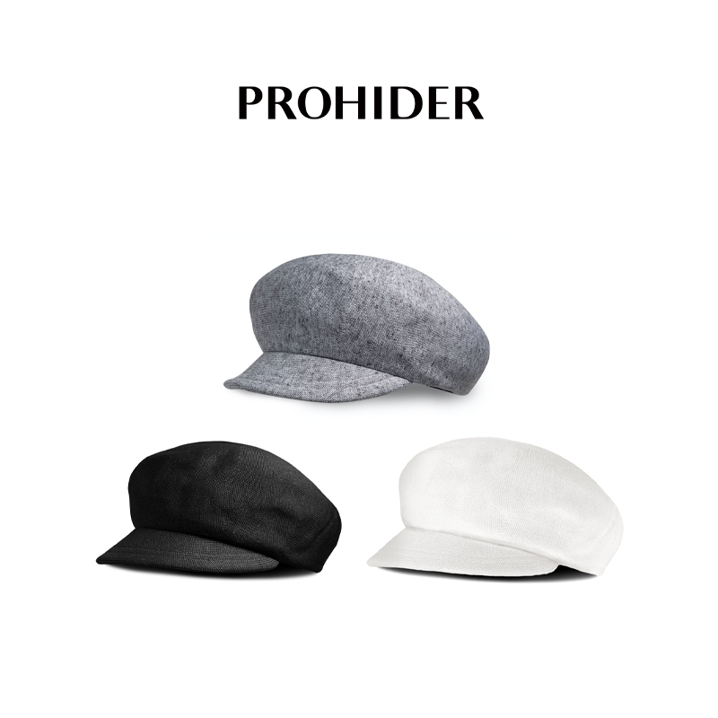 法式复古亚麻混色透气针织报童帽