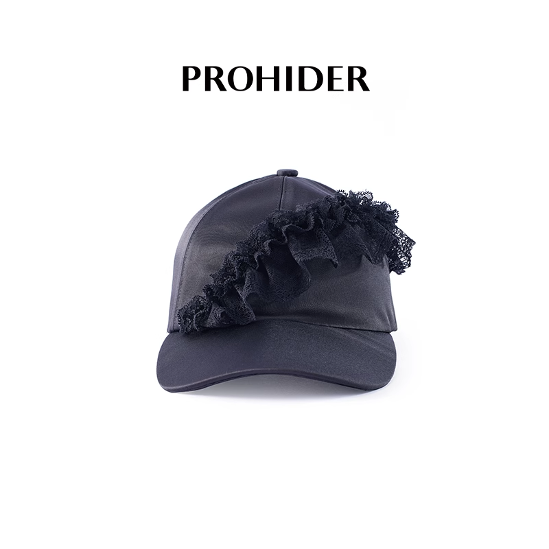 PROHIDER颇嗨 春季新款黑色立体蕾丝棒球帽优雅休闲百搭鸭舌帽女