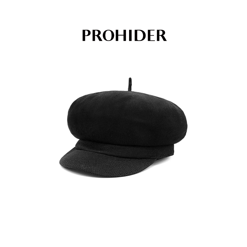 PROHIDER颇嗨 秋季新款透气编织蘑菇顶鸭舌贝雷帽复古百搭八角帽