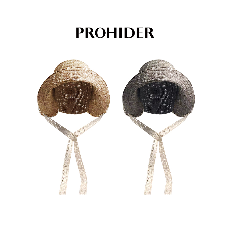 南法度假编制蕾丝花边拉菲草帽