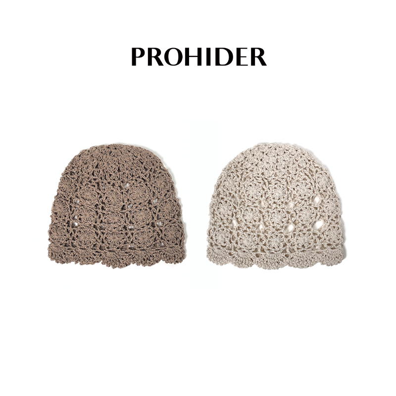 文艺百搭纯手工钩针镂空花朵冷帽