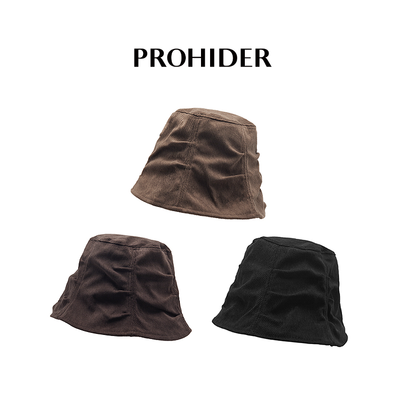 PROHIDER复古百搭褶皱水桶帽