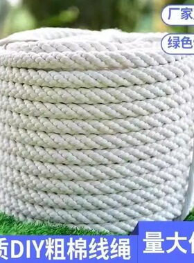 三股猪唾液取样绳DIY手工编织挂毯绳装饰麻花粗棉线绳子捆绑绳