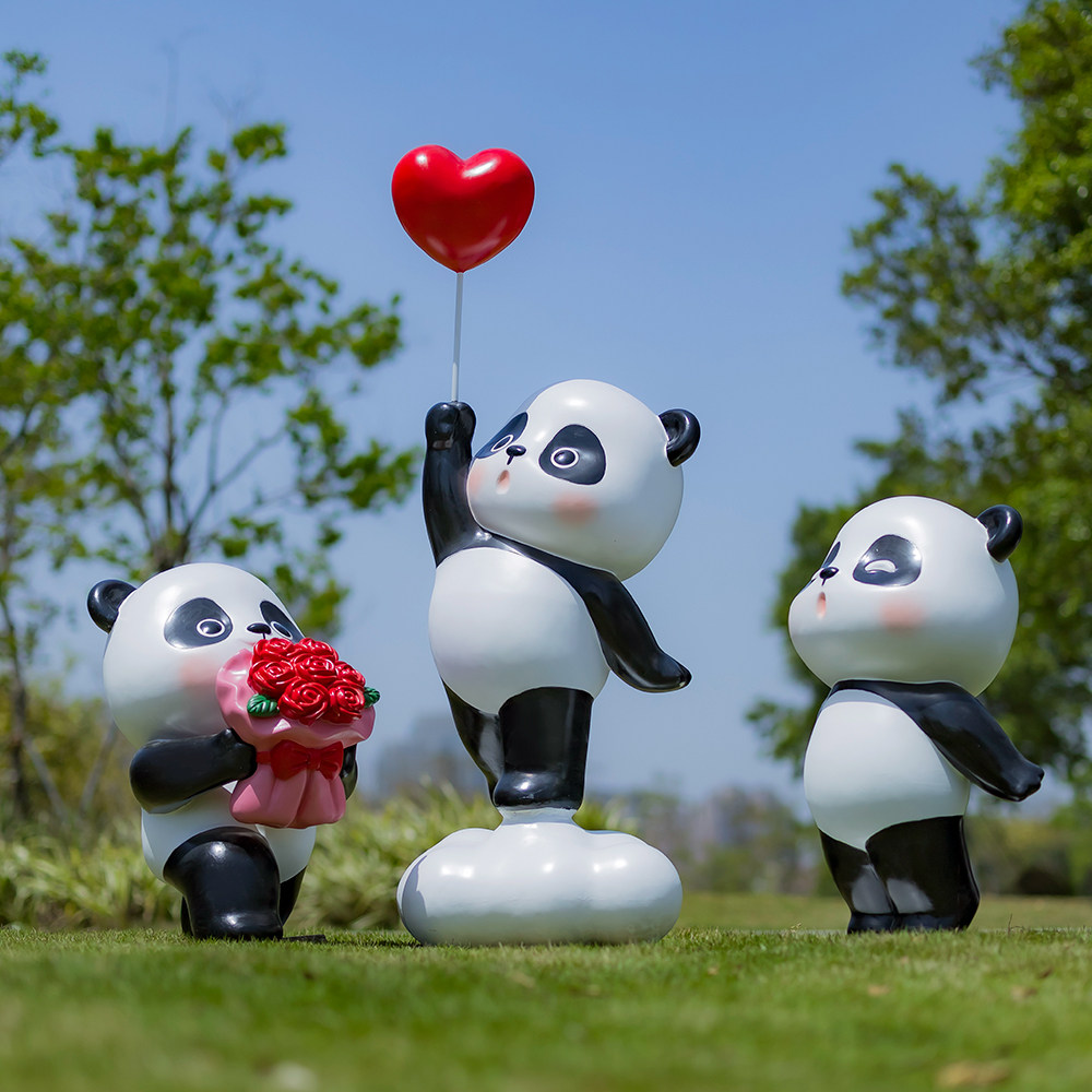 网红卡通熊猫雕塑商场景区商业街奶茶店铺门口打卡拍照美陈装饰品,家居饰品,户外/庭院摆件,淘宝优惠券,粉丝福利购,淘宝优惠卷