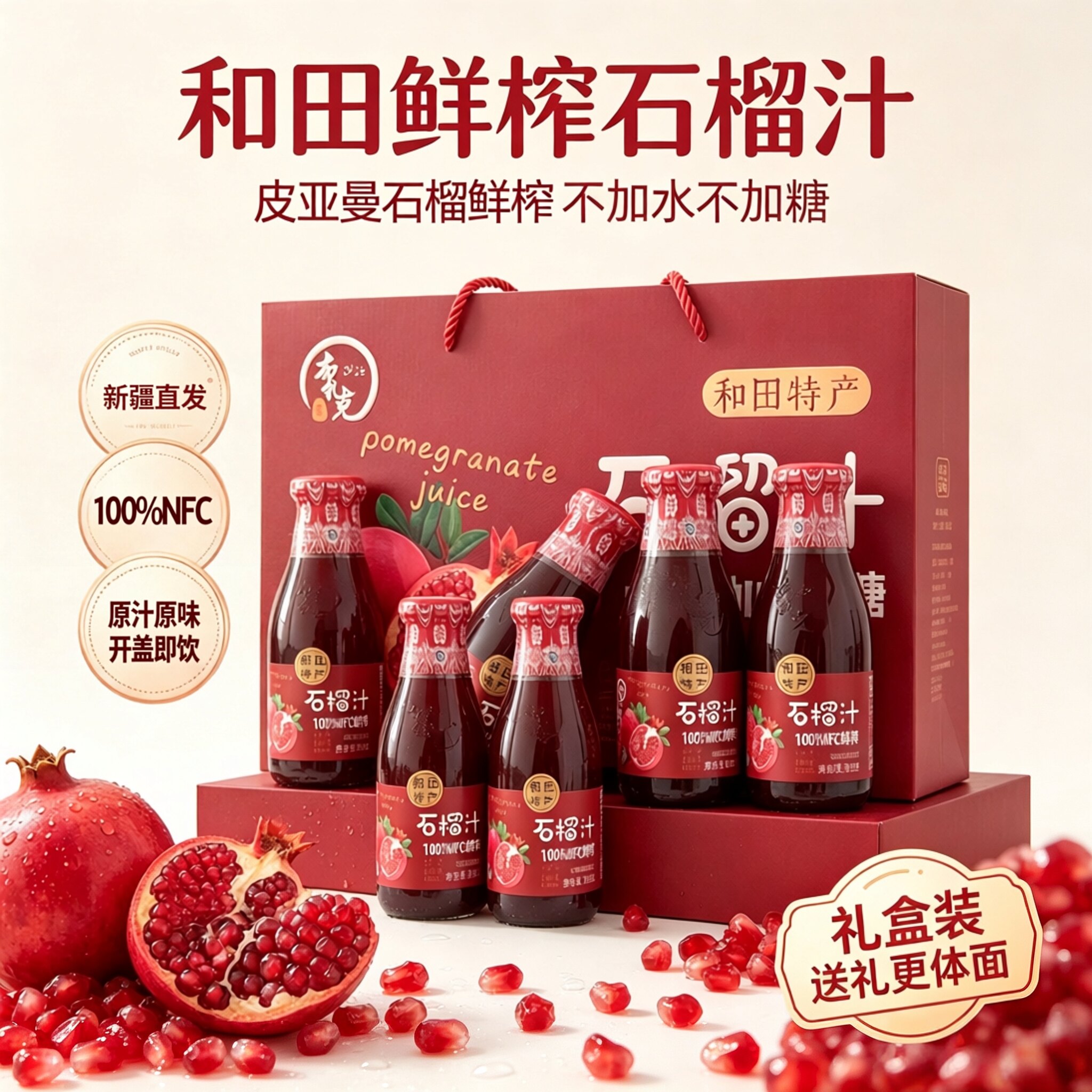 新疆石榴汁NFC100%纯石榴鲜榨图片