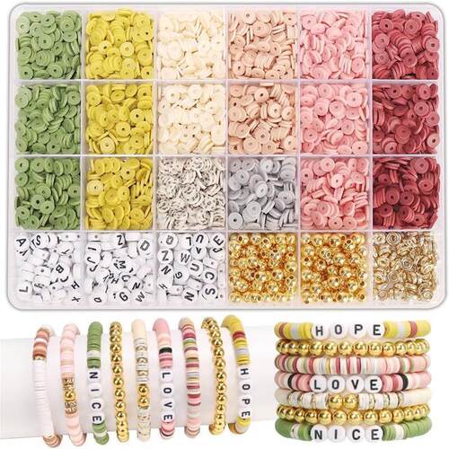 Boho Clay Beads Bracelet Kit Friendship Bracelet Making Diy