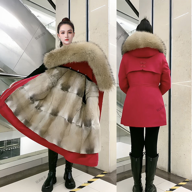 真貂内胆派克服女中国风修身大衣