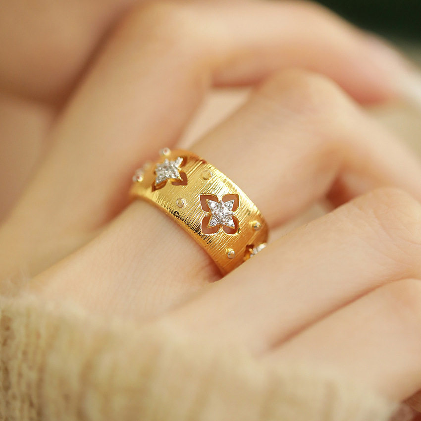 925银复古新中式轻奢四叶草戒指环开口调节女时尚小众设计高级感