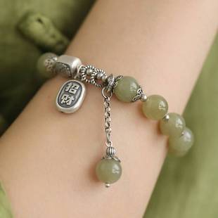 925银复古新中式瓜珠扎基拉姆招财纳福手串手链女晴水和田玉圆珠