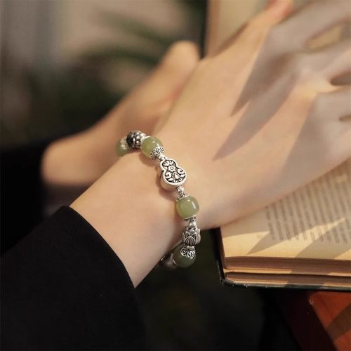 925银和田玉葫芦花苞手链手串女