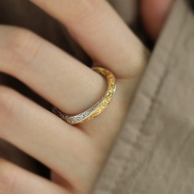 925银新中式古金莫比乌斯戒指环