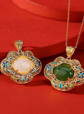 复古典珐琅彩配饰品镀金宫廷吊坠