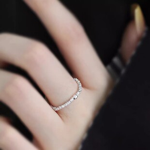 925银复古新中式素圈碎银子戒指环开口调节精致民族风女小众设计