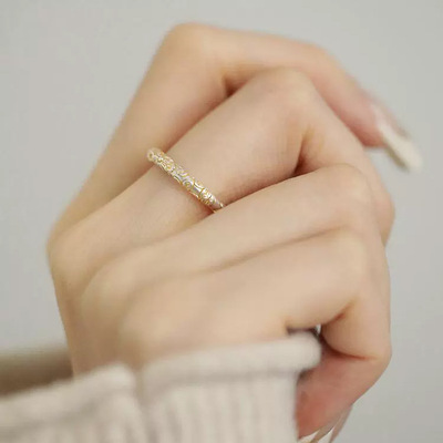 樱簇浮雕镀金戒指环女新中式复古