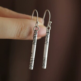 925银复古新中式圆棍耳钩耳环耳饰品民族风简约女小众设计高级感