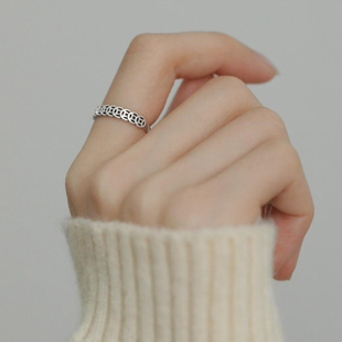 925银复古新中式铜钱币戒指环开口可调节招财百搭小众设计高级感