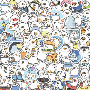 【原创】100张发福鸭卡通可爱贴纸diy手账本手机电脑水杯防水贴画