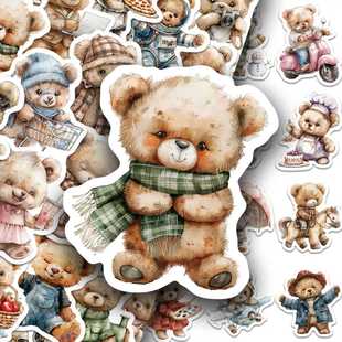 110张可爱的泰迪熊贴纸卡通涂鸦diy手账手机壳笔记本装饰防水贴画