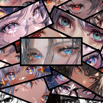 50张女生眼睛贴纸卡通