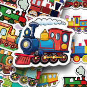 112张小火车贴纸卡通可爱手账手机壳笔记本水杯桌面装 饰防水贴画