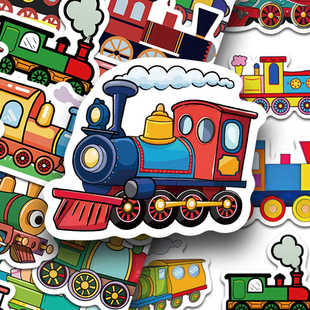 112张小火车贴纸卡通可爱手账手机壳笔记本水杯桌面装饰防水贴画
