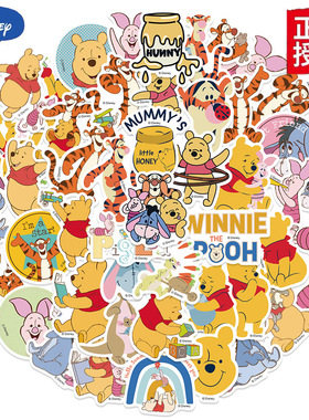 100张卡通小熊维尼涂鸦贴纸手机行李箱DIY装饰贴画儿童奖励贴纸。