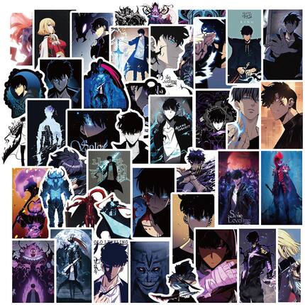 150张我独自升级动漫周边贴纸笔记本电脑滑板贴画手机防水装饰贴