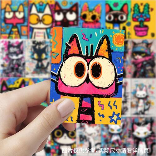 189张彩绘猫咪插画贴纸ins风