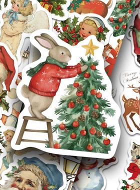 100张Christmas浪漫圣诞节贴纸平安夜装饰贴手机壳行李箱小贴画。