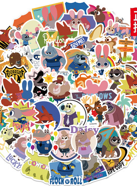 100张疯狂动物城涂鸦贴纸幼儿园奖励贴纸吉他行李箱DIY装饰贴画。