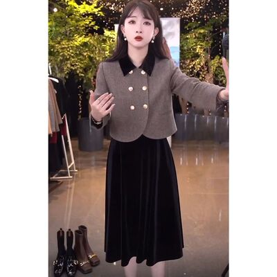 今年流行2024年春季新款法式洋气复古小香风外套半身裙两件套穿搭
