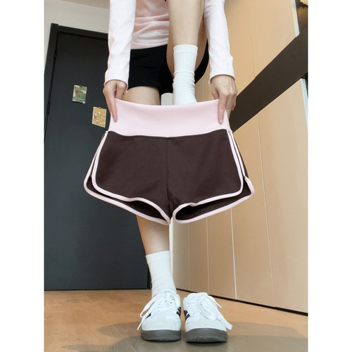 辣妹高腰撞色运动短裤女