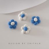 胸针配饰学生校服装 毛线钩织小花成品 饰品花花别针 秋冬新款 织语