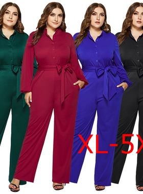 autumn winter fat women jumpsuit plus big size rompers pants