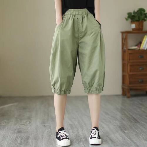womenclothes棉麻高腰短