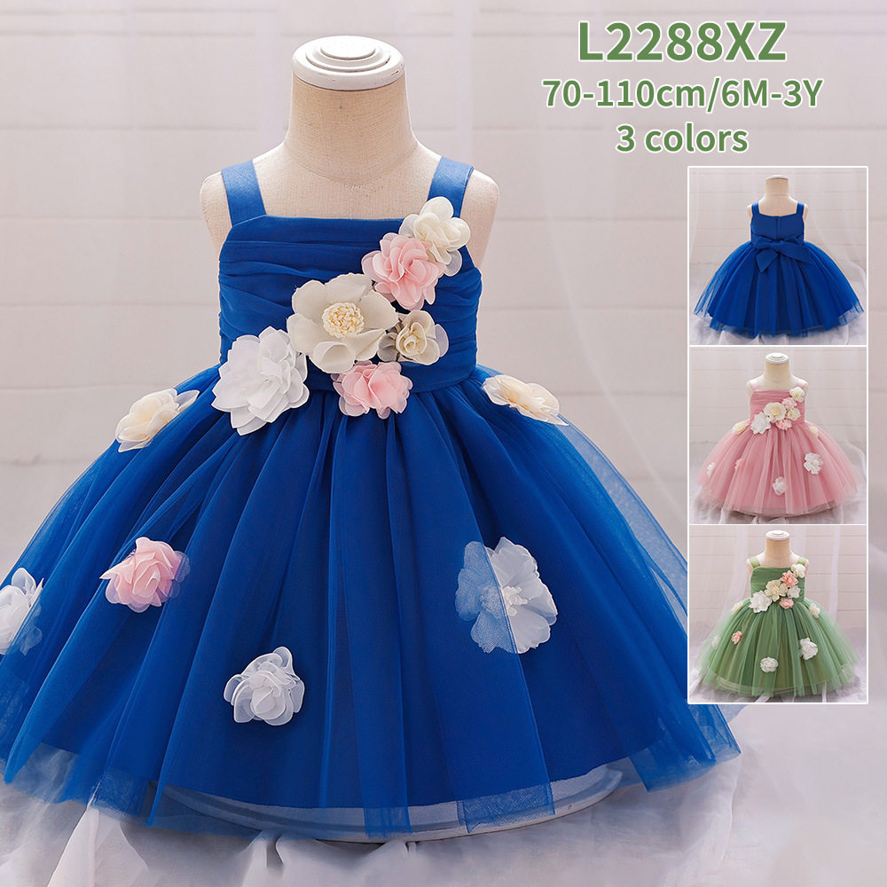 跨境新款儿童礼服裙花朵