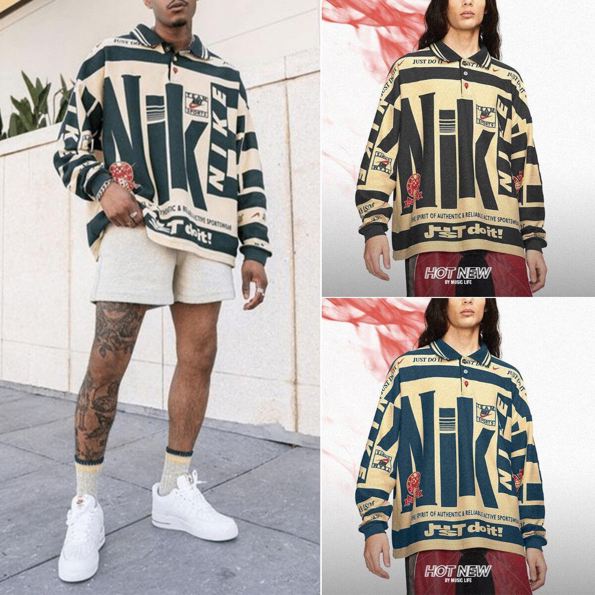 men clothes夏季新款男装潮流上衣衬衫男款长袖卫衣外套男士Polo